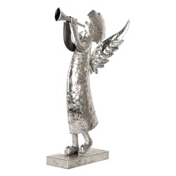 Clayre & Eef Kerstdecoratie Beeld Engel 30x15x50 cm Zilverkleurig Metaal