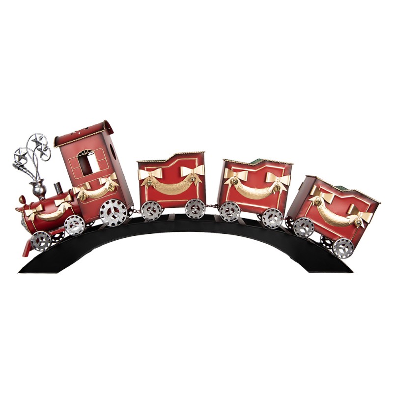 Clayre & Eef Statuetta decorativa di Natale Treno 104x18x44 cm Rosso Metallo