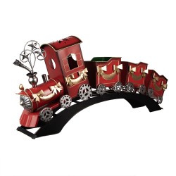 Clayre & Eef Statuetta decorativa di Natale Treno 104x18x44 cm Rosso Metallo