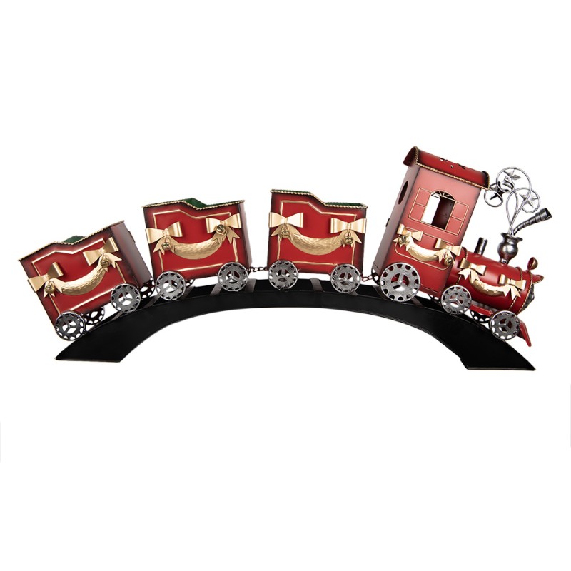 Clayre & Eef Statuetta decorativa di Natale Treno 104x18x44 cm Rosso Metallo