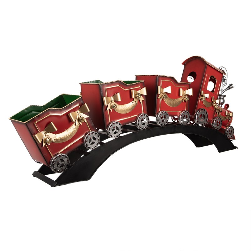 Clayre & Eef Statuetta decorativa di Natale Treno 104x18x44 cm Rosso Metallo