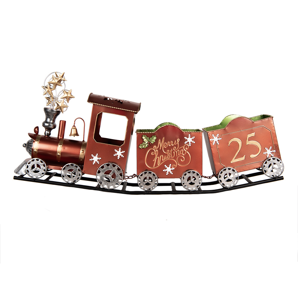 Clayre&Eef Kerstdecoratie Beeld Trein 79x15x37 cm Rood Metaal afbeelding