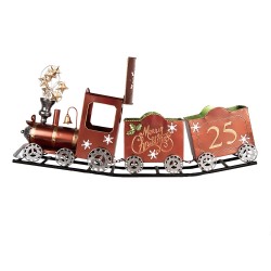 Clayre & Eef Statuetta decorativa di Natale Treno 79x15x37 cm Rosso Metallo