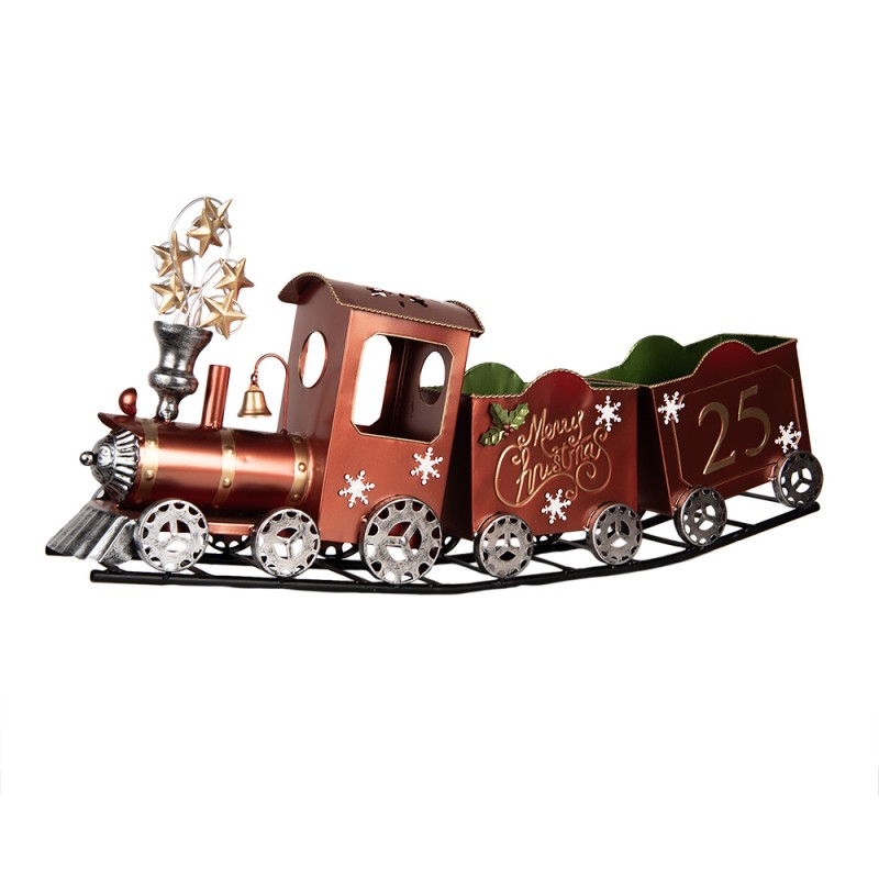 Clayre & Eef Statuetta decorativa di Natale Treno 79x15x37 cm Rosso Metallo