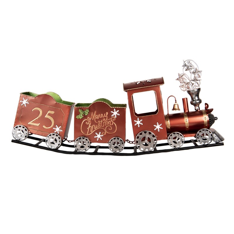 Clayre & Eef Statuetta decorativa di Natale Treno 79x15x37 cm Rosso Metallo