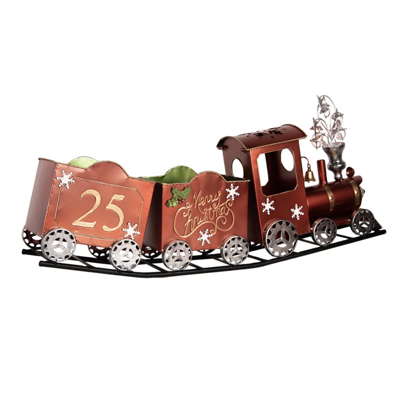 Clayre & Eef Statuetta decorativa di Natale Treno 79x15x37 cm Rosso Metallo