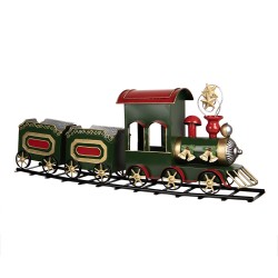 Clayre & Eef Statuetta decorativa di Natale Treno 77x15x33 cm Verde Metallo