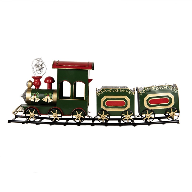 Clayre & Eef Statuetta decorativa di Natale Treno 77x15x33 cm Verde Metallo