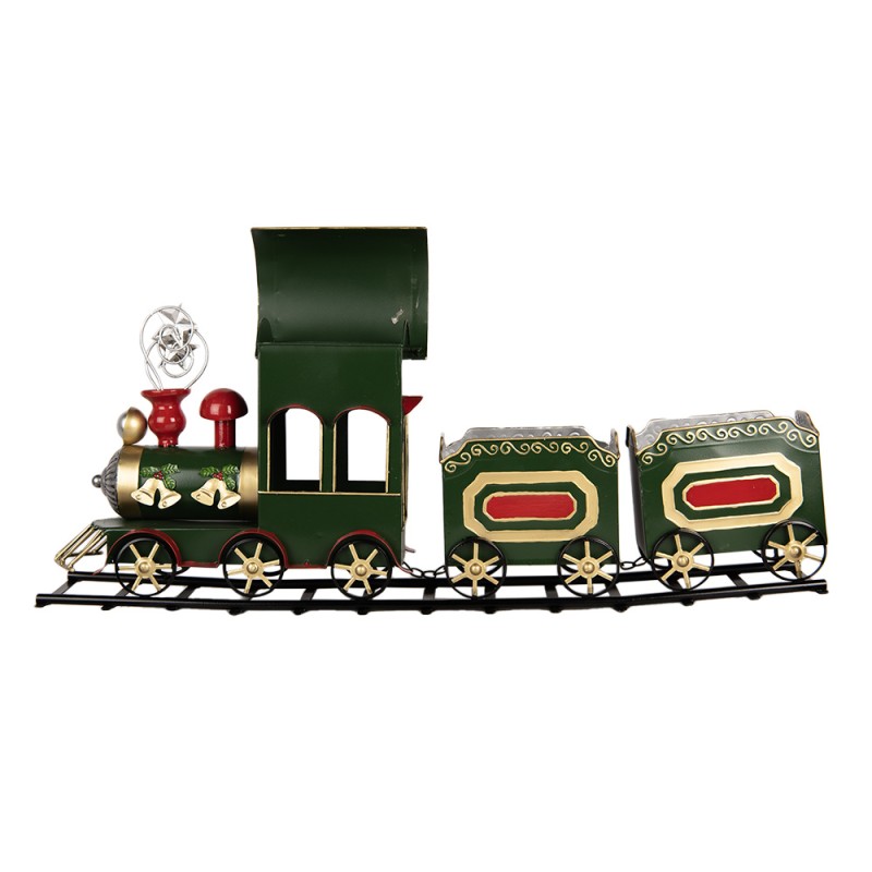 Clayre & Eef Statuetta decorativa di Natale Treno 77x15x33 cm Verde Metallo