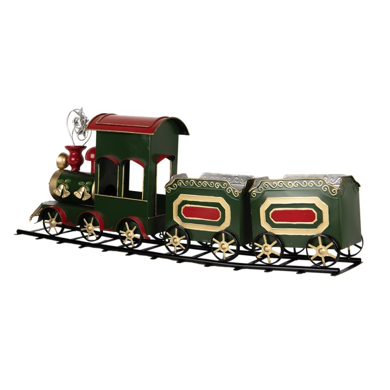 Clayre & Eef Statuetta decorativa di Natale Treno 77x15x33 cm Verde Metallo