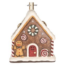 Clayre & Eef Christmas Tree Stand Gingerbread house 37x26x47 cm Brown Ceramic material