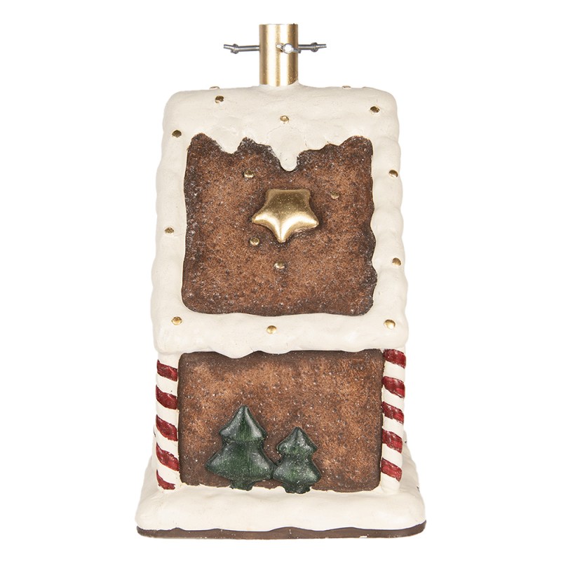 Clayre & Eef Christmas Tree Stand Gingerbread house 37x26x47 cm Brown Ceramic material