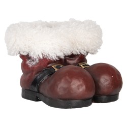 Clayre & Eef Blumentopf Stiefel 26x26x20 cm Rot Weiß Keramikmaterial Weihnachten
