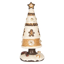 Clayre & Eef Christmas Decoration Figurine Christmas Tree Ø 24x51 cm Brown Beige Ceramic material