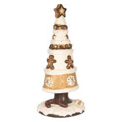 Clayre & Eef Christmas Decoration Figurine Christmas Tree Ø 24x51 cm Brown Beige Ceramic material