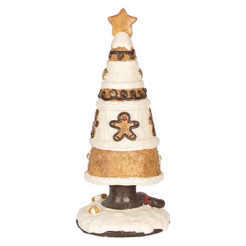 Clayre & Eef Weihnachtsdekorationsfigur Weihnachtsbaum Ø 24x51 cm Braun Beige Keramikmaterial