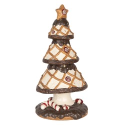 Clayre & Eef Weihnachtsdekorationsfigur Weihnachtsbaum Ø 22x43 cm Braun Beige Keramikmaterial