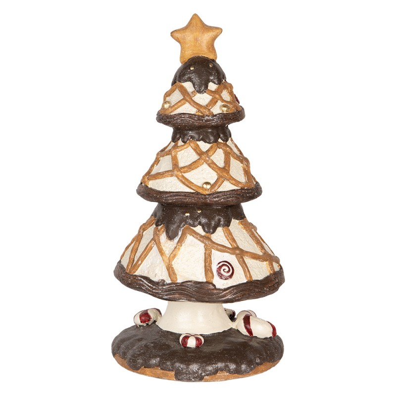 Clayre & Eef Weihnachtsdekorationsfigur Weihnachtsbaum Ø 22x43 cm Braun Beige Keramikmaterial