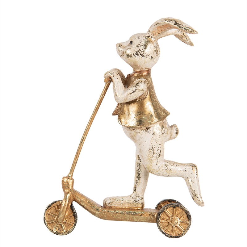Clayre & Eef Decorative Figurine Rabbit 13x6x17 cm White Plastic