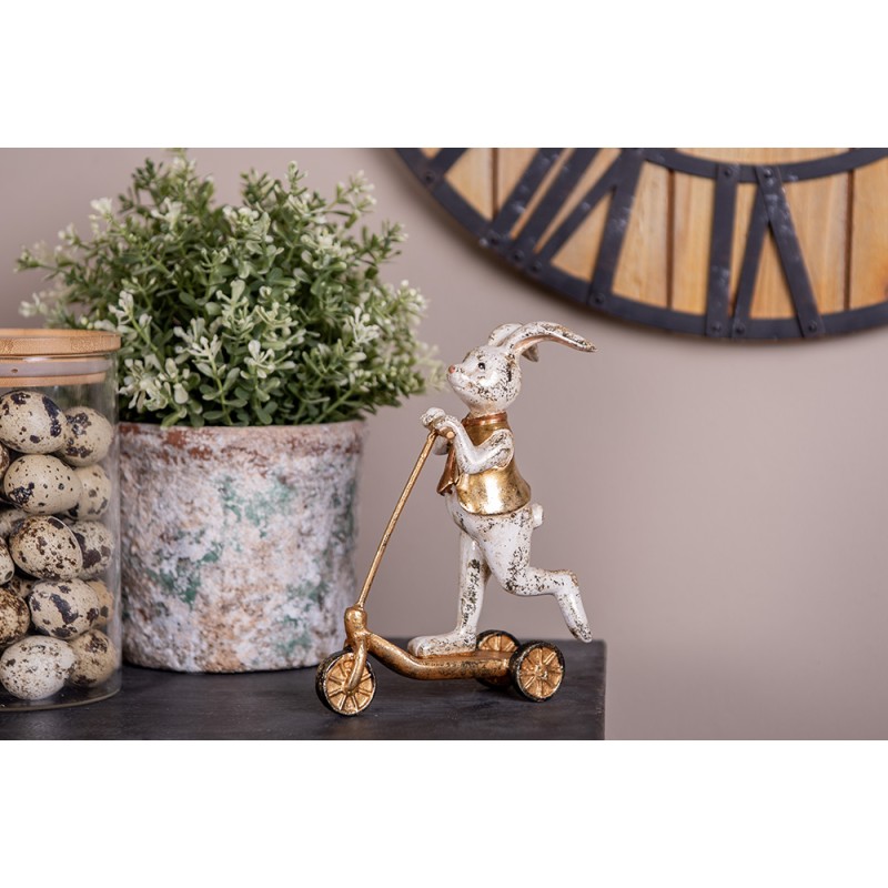 Clayre & Eef Decorative Figurine Rabbit 13x6x17 cm White Plastic