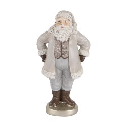 Clayre & Eef Christmas Decoration Figurine Santa Claus 8x6x15 cm Grey Plastic