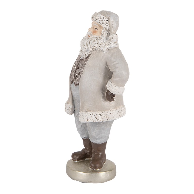 Clayre & Eef Christmas Decoration Figurine Santa Claus 8x6x15 cm Grey Plastic