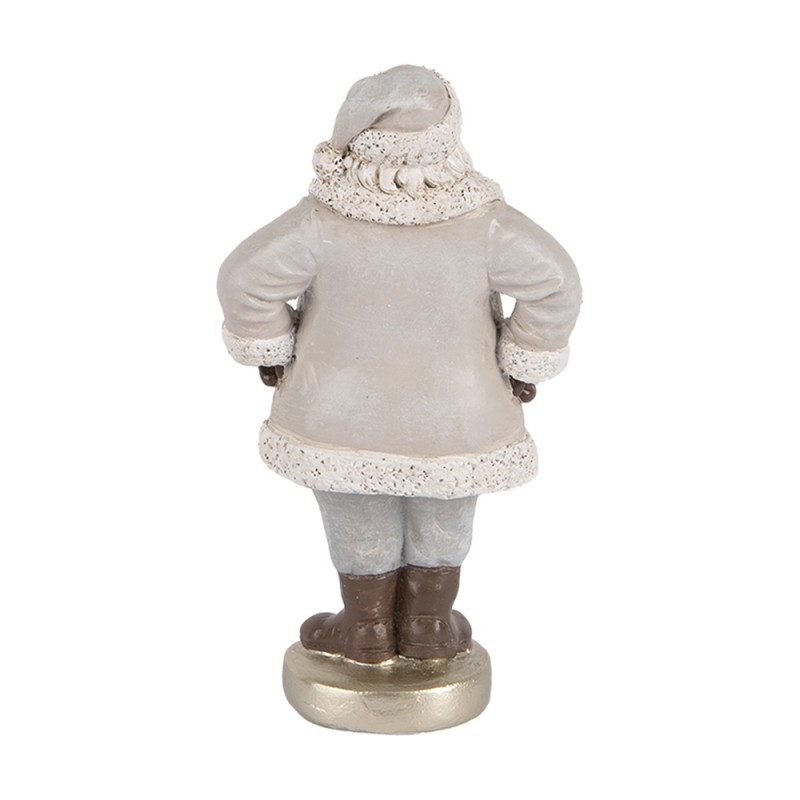 Clayre & Eef Christmas Decoration Figurine Santa Claus 8x6x15 cm Grey Plastic