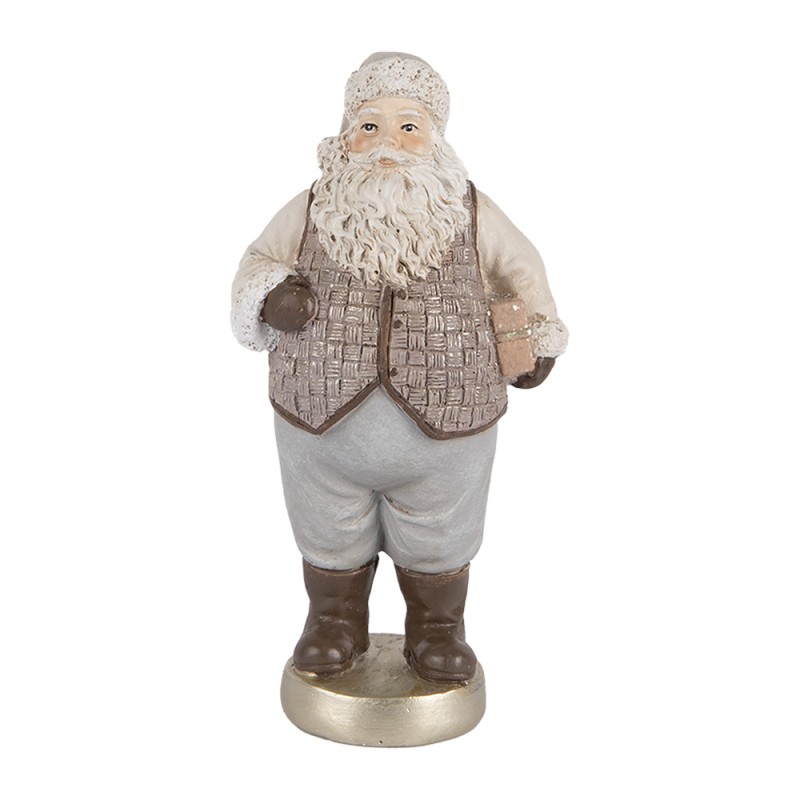 Clayre & Eef Christmas Decoration Figurine Santa Claus 8x6x15 cm Beige Plastic