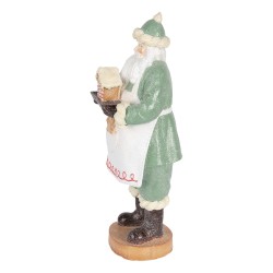 Clayre & Eef Christmas Decoration Figurine Santa Claus 11x11x30 cm Green Plastic