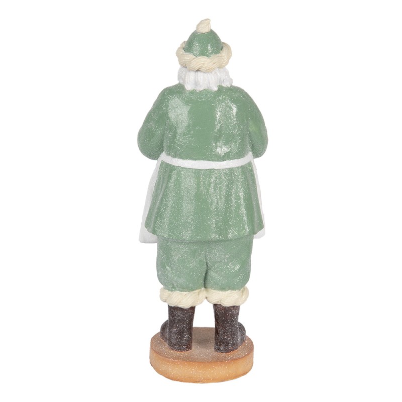 Clayre & Eef Christmas Decoration Figurine Santa Claus 11x11x30 cm Green Plastic