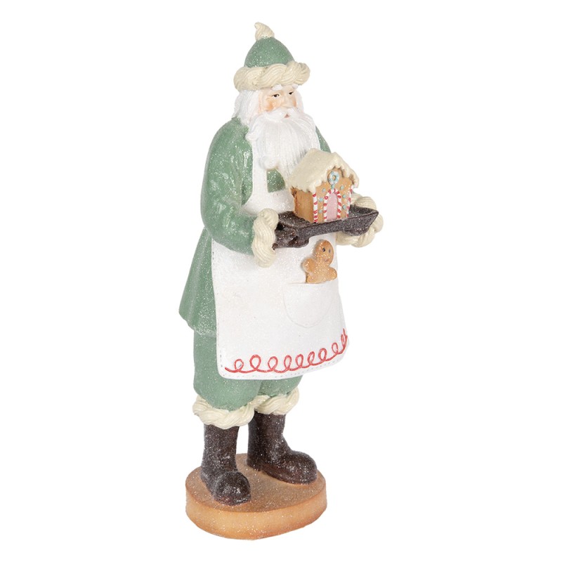 Clayre & Eef Christmas Decoration Figurine Santa Claus 11x11x30 cm Green Plastic