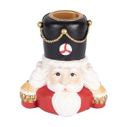 Clayre & Eef Candle holder Nutcracker 8x6x9 cm Red Plastic