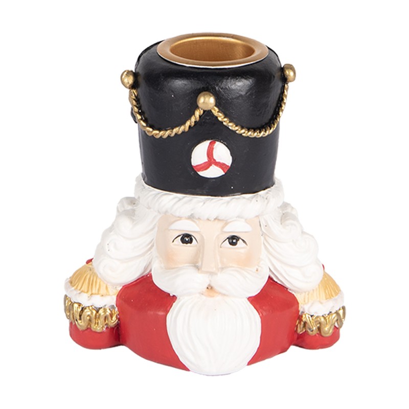 Clayre & Eef Candle holder Nutcracker 8x6x9 cm Red Plastic