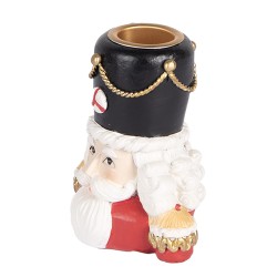 Clayre & Eef Candle holder Nutcracker 8x6x9 cm Red Plastic