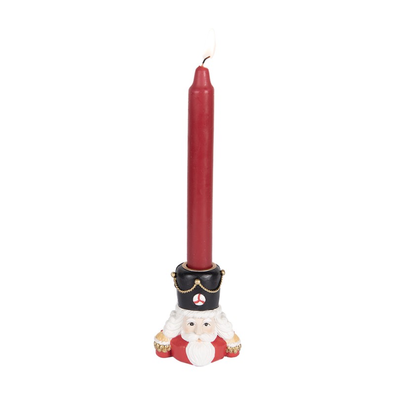 Clayre & Eef Candle holder Nutcracker 8x6x9 cm Red Plastic