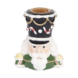Clayre & Eef Candle holder Nutcracker 8x6x9 cm Green Plastic