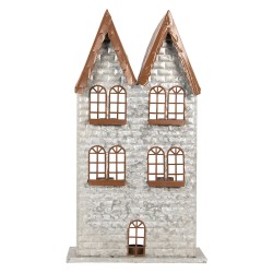 Clayre & Eef Porte-bougie Maison 30x13x54 cm Gris Métal