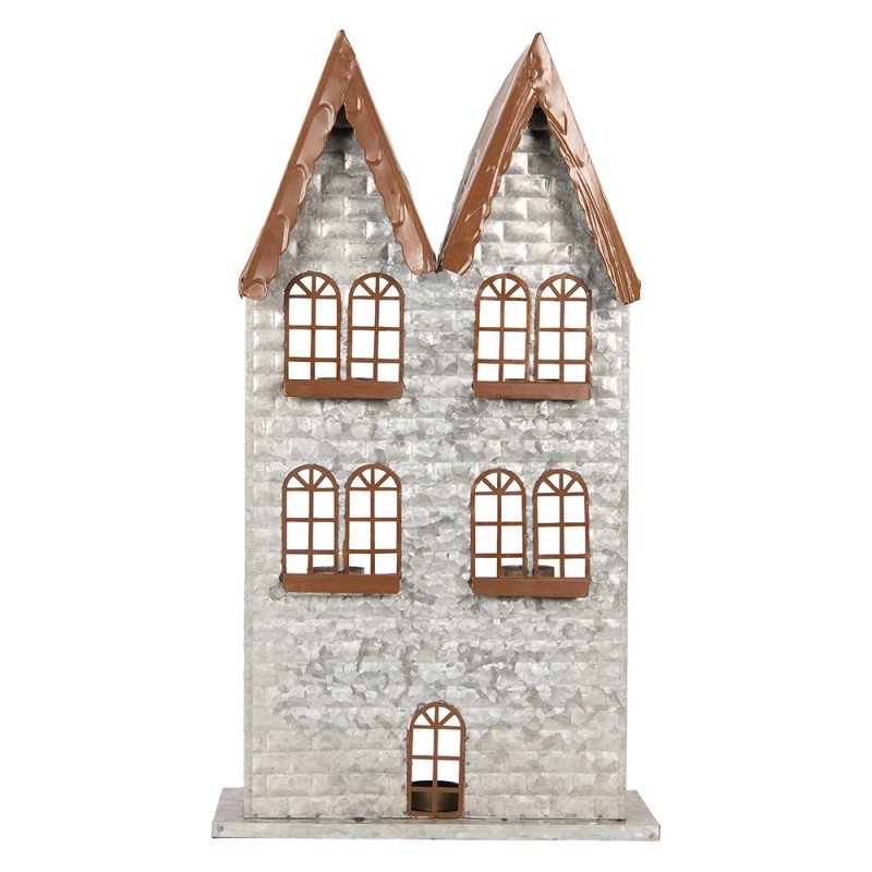 Clayre & Eef Porte-bougie Maison 30x13x54 cm Gris Métal