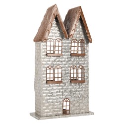 Clayre & Eef Porte-bougie Maison 30x13x54 cm Gris Métal