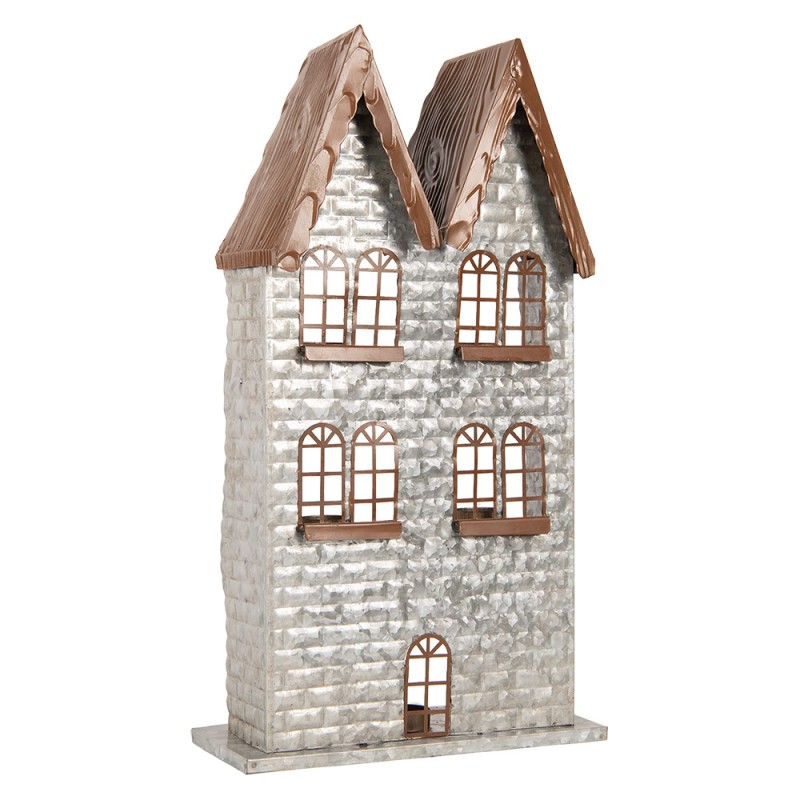 Clayre & Eef Porte-bougie Maison 30x13x54 cm Gris Métal