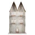 Clayre & Eef Porte-bougie Maison 30x13x54 cm Gris Métal