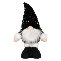 Clayre & Eef Christmas Decoration with LED Lighting Gnome 10x15x38 cm Black Synthetic