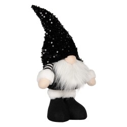 Clayre & Eef Christmas Decoration with LED Lighting Gnome 10x15x38 cm Black Synthetic