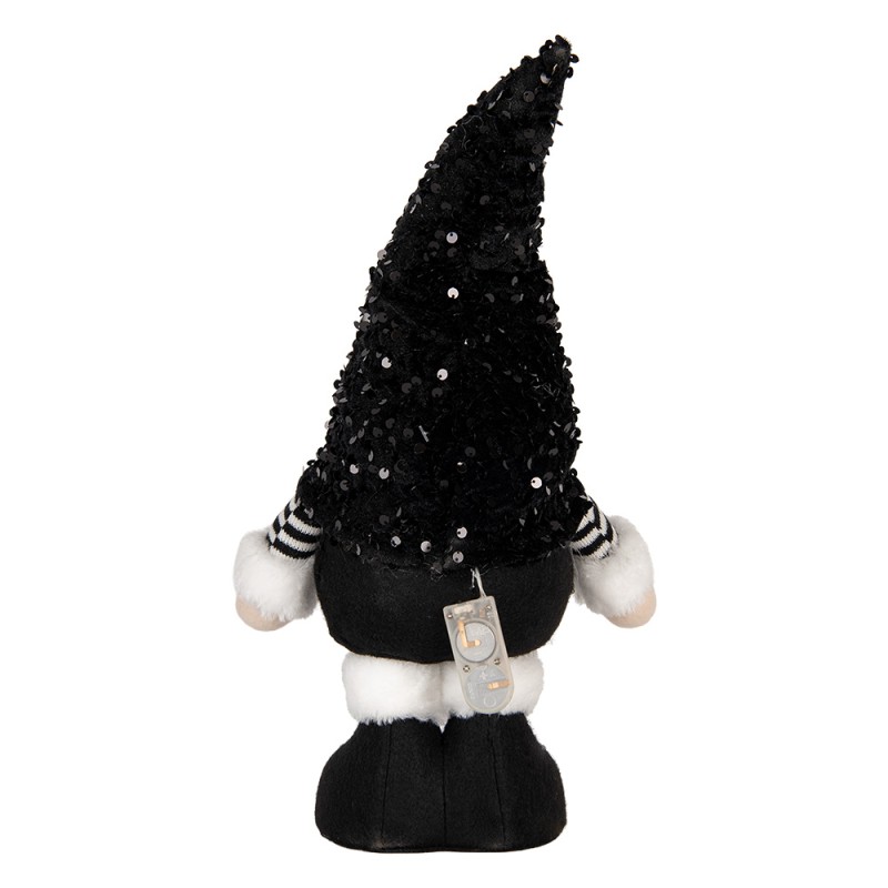 Clayre & Eef Christmas Decoration with LED Lighting Gnome 10x15x38 cm Black Synthetic