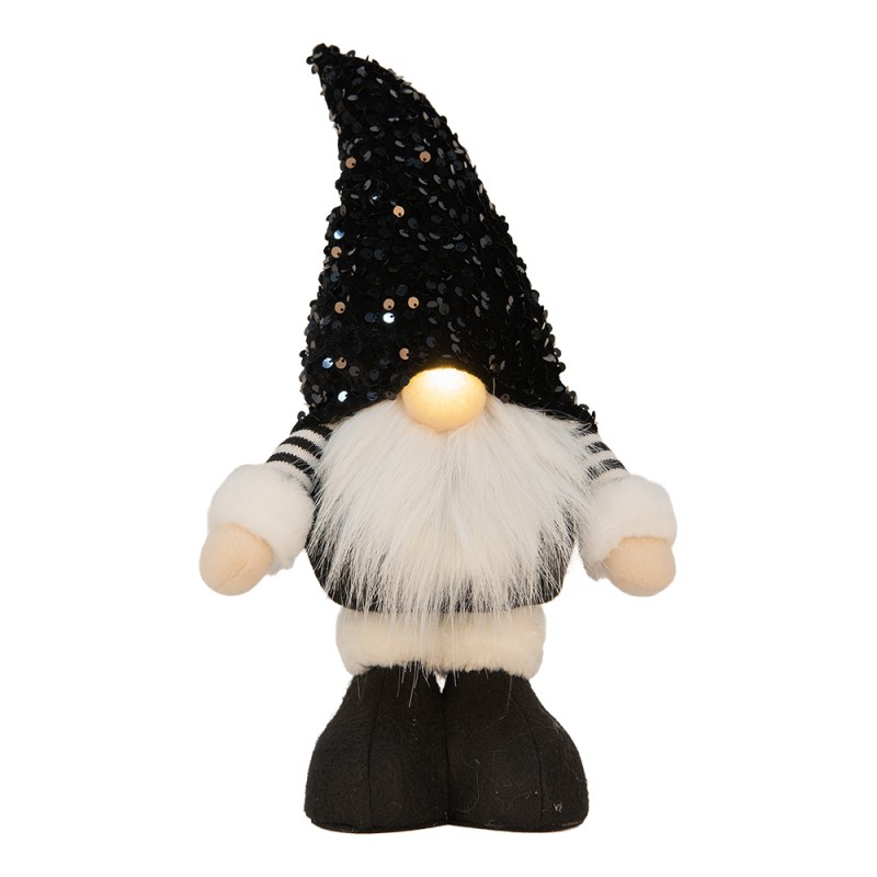 Clayre & Eef Christmas Decoration with LED Lighting Gnome 10x15x38 cm Black Synthetic