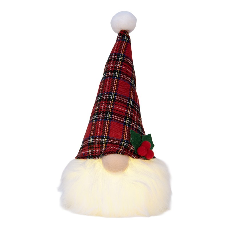 Clayre & Eef Christmas Decoration with LED Lighting Gnome 10x10x25 cm Red Synthetic