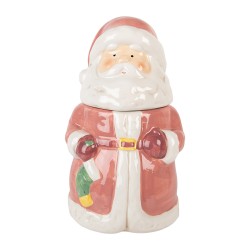 Clayre & Eef Storage Jar Santa Claus Ø 15x26 cm Pink Ceramic