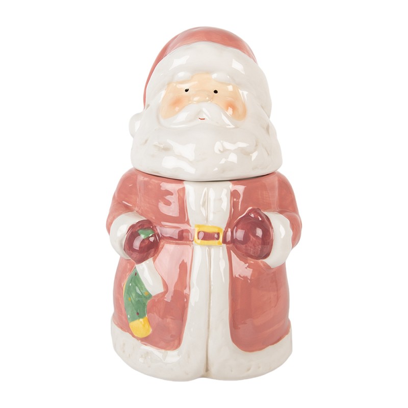Clayre & Eef Storage Jar Santa Claus Ø 15x26 cm Pink Ceramic