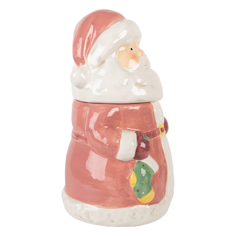 Clayre & Eef Storage Jar Santa Claus Ø 15x26 cm Pink Ceramic