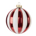 Clayre & Eef Palla di natale Ø 10x11 cm Rosso Bianco Vetro